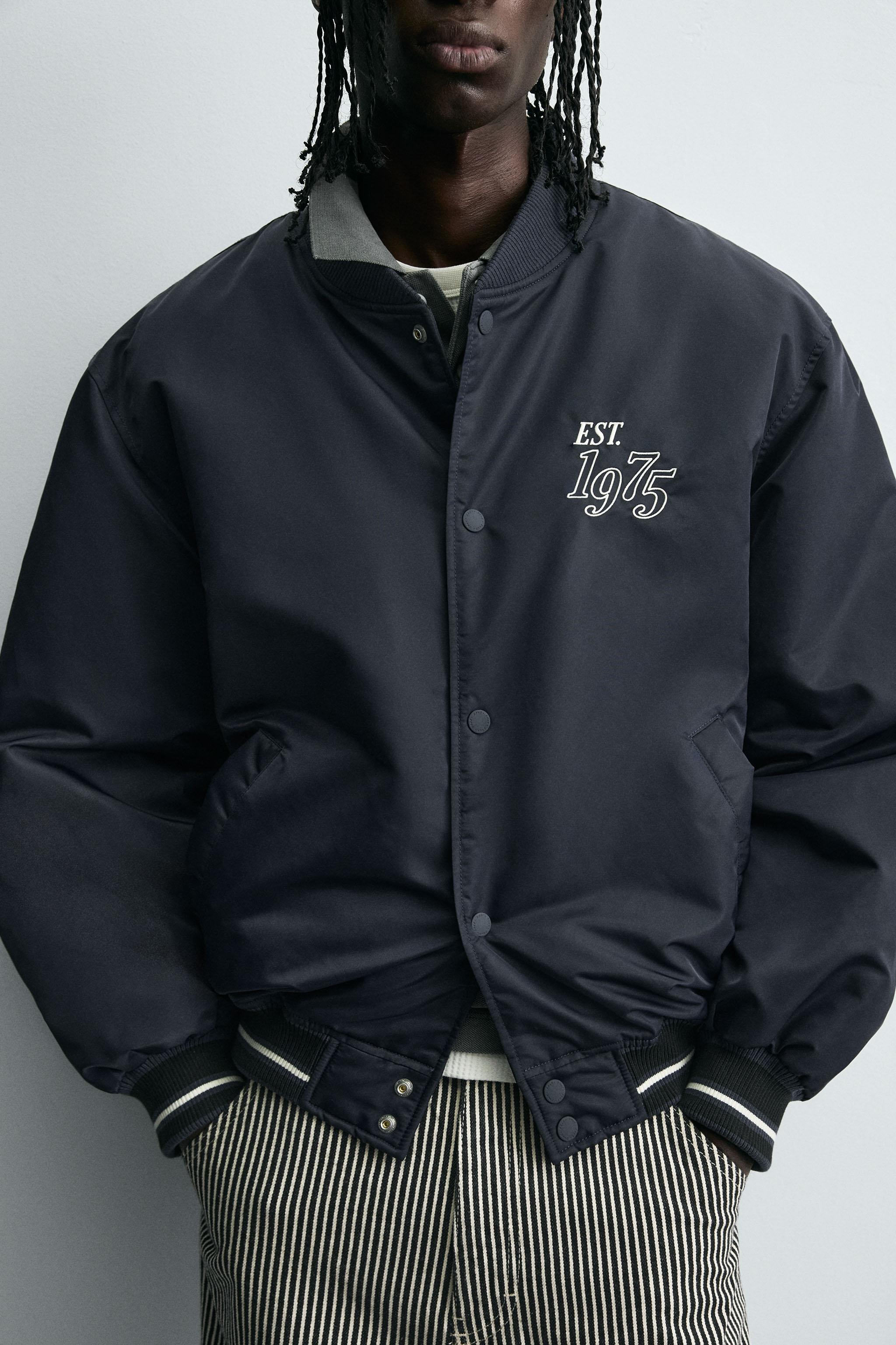 CONTRAST EMBROIDERY BOMBER JACKET